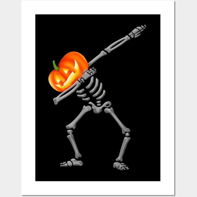 Halloween shirts Dabbing Skeleton Pumpkin Wall Art by Jose Luiz Filho